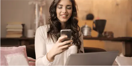 Woman calling support on mobile phone